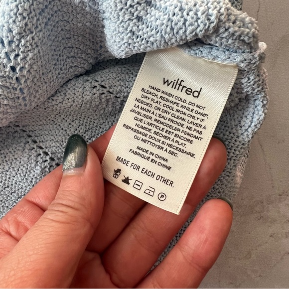 🍉 Aritzia Wilfred Halter Tank Baby Blue Scallop Trim Small - Picture 5 of 6